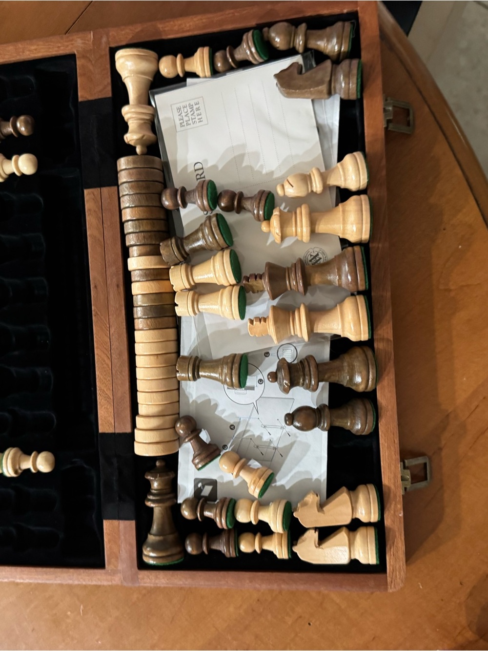 Source Unknown Wooden Foldable Chess / checker Board - Light and Dark Wood - Picture 3 of 7